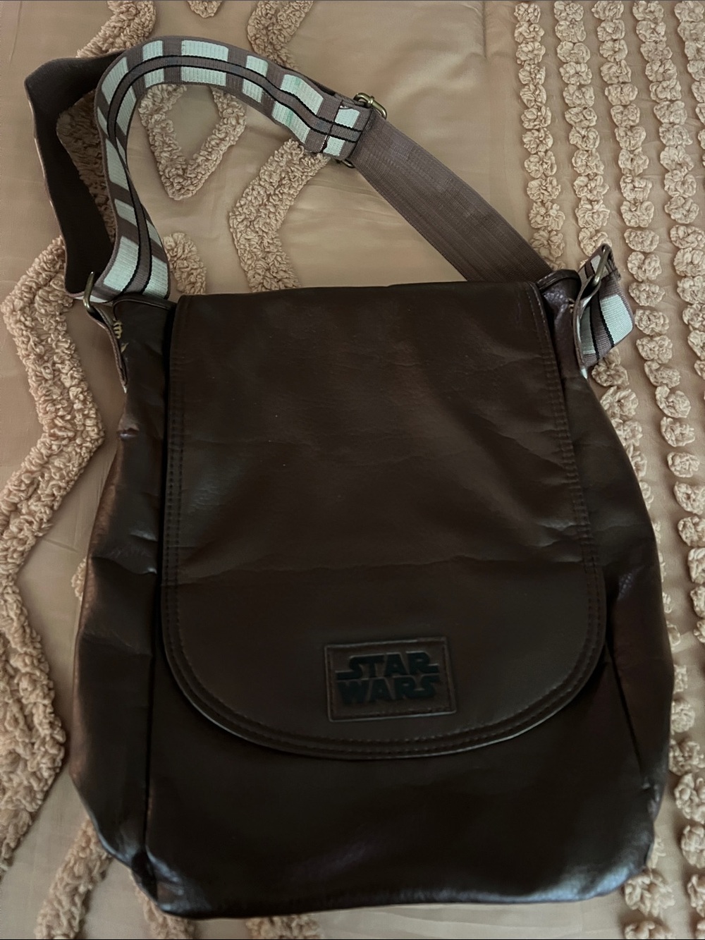 Star Wars Dark Brown Messenger Bag with Light Blue Striped Strap